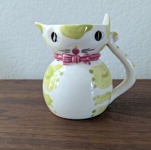 Bitossi Raymor Era Italian Pottery Hand Painted Kitty Cat Milk Cream Pitcher